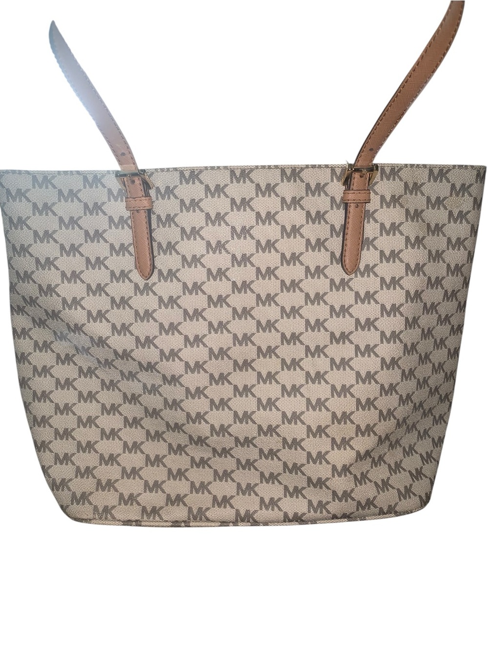 Michael Kors Monogram Tote in Beige and Brown - Picture 4 of 8
